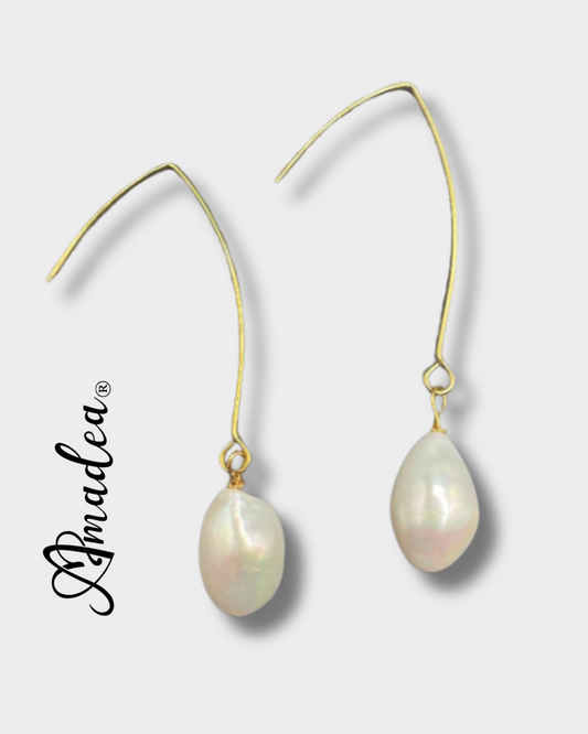 Golden Grace Baroque Pearl Drop Earrings