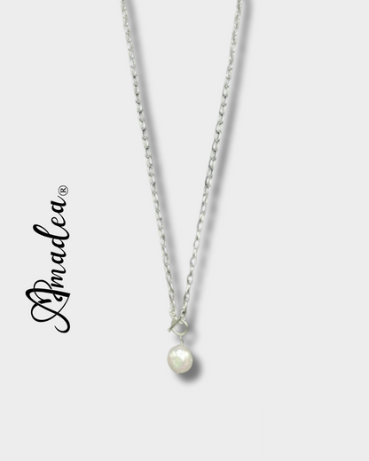 "Pure Simplicity" Sterling Silver Coin Pearl Necklace